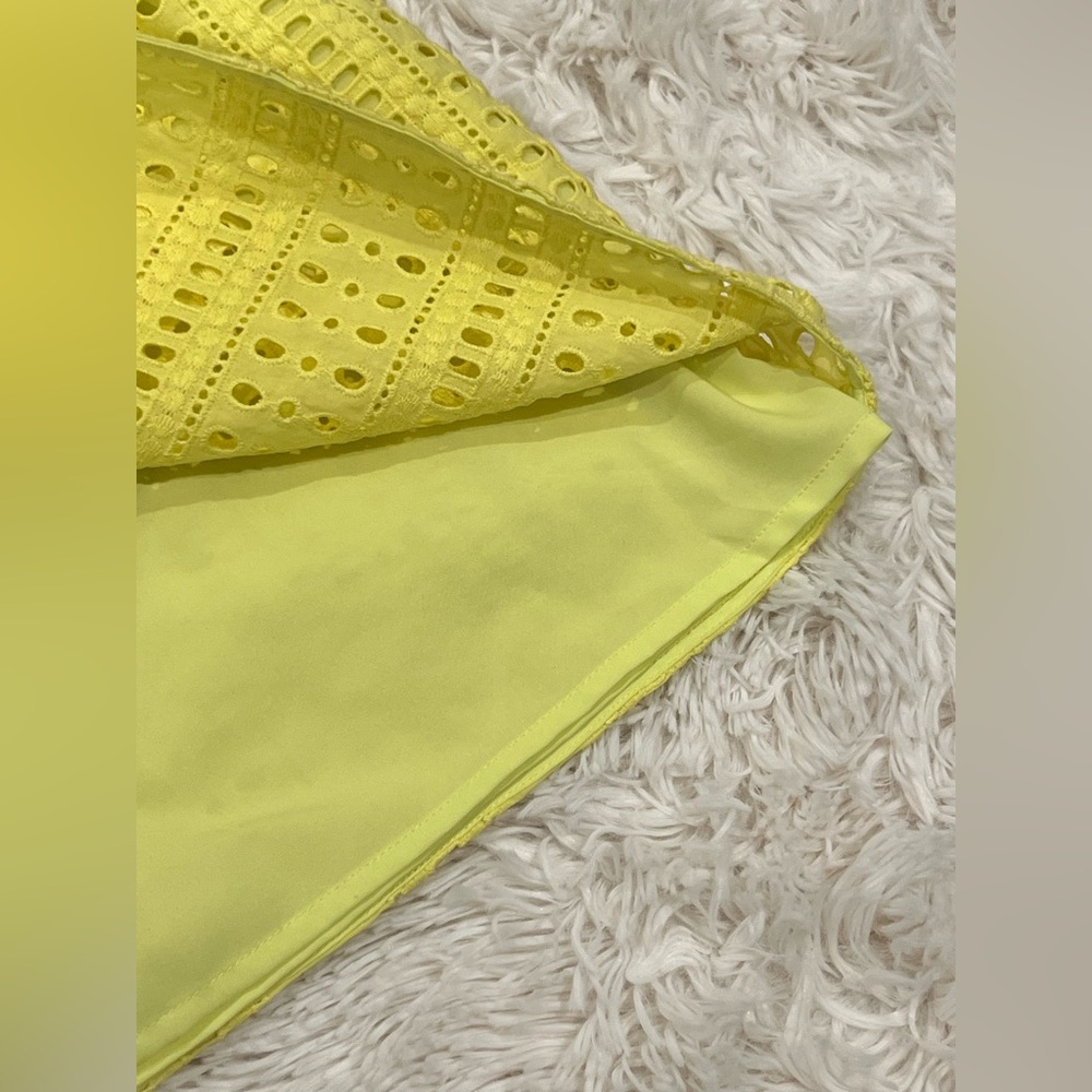 Madewell J. Crew Women’s Eyelet Lined Trail Lace Cotton Shift Dress Sz 6 Yellow - Picture 8 of 8